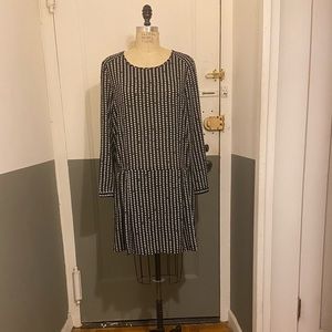 Black & White Star Printed, Drop-Waist Dress